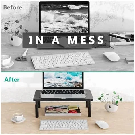 WALI Computer Monitor Stand for Desk, Adjustable Laptop Riser, Desk Monitor Stand Underneath Storage for Office, Home, School Supplies (STT003), 1