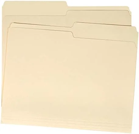 Amazon Basics Manila File Folders, Letter Size, 1/2 Tab in Left and Right Positions, 8.5" x 11", 36-Pack