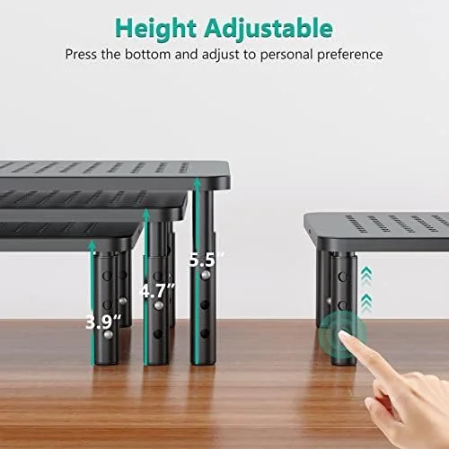 WALI Computer Monitor Stand for Desk, Adjustable Laptop Riser, Desk Monitor Stand Underneath Storage for Office, Home, School Supplies (STT003), 1