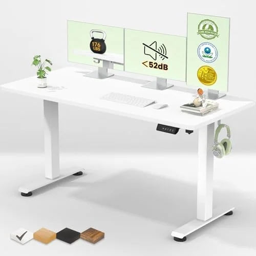 Veken 55 Inch Large Electric Standing Desk - Sit to Stand Up, Heights Adjustable, Work Home Office Computer Table for Study, Walking Pad, Writing, and